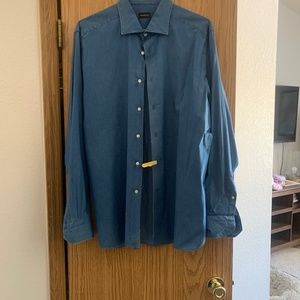 Mens denim long sleeve dress shirt
